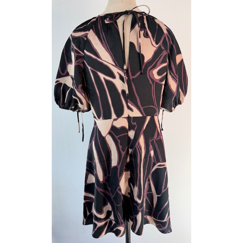 Ted Baker Gilliaa Abstract Print Fit n Flare Mini Dress Puff Sleeves Whimsigoth - Picture 4 of 12